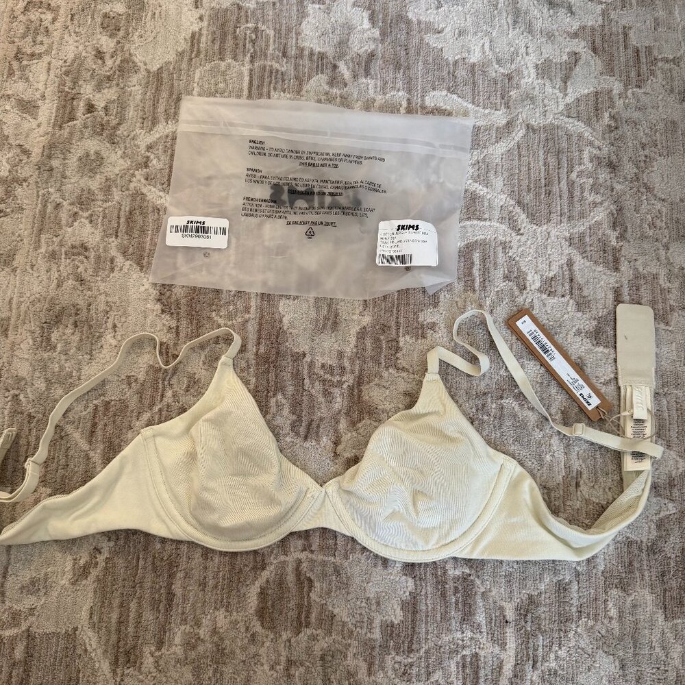 Skims Cotton Jersey T-shirt Bra in Bone